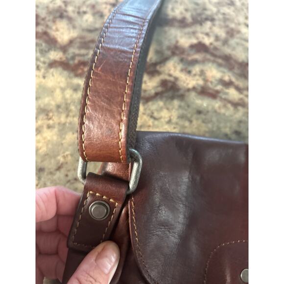 Jack Georges Voyager Horsehoe Leather Crossbody Bag Handstained GORGEOUS - Picture 10 of 15